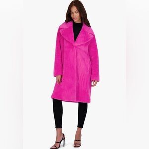 NWT Avec Les Filles Solid Plush Faux Fur Coat Hot Pink XL 💖